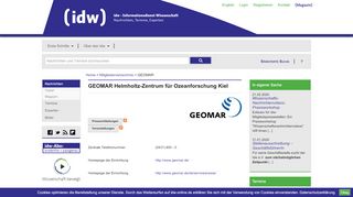 
                            8. idw - GEOMAR Helmholtz-Zentrum für Ozeanforschung Kiel