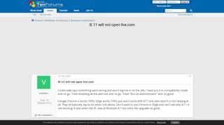 
                            9. IE 11 will not open live.com - Windows 10 Forums