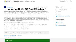 
                            5. IE11 cannot load Office 365 Portal?!!! Seriously? - Microsoft ...