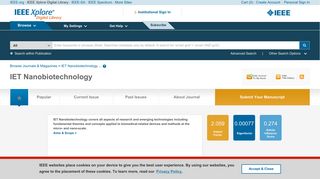 
                            8. IEEE Xplore: IET Nanobiotechnology