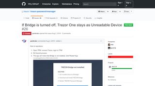 
                            13. If Bridge is turned off, Trezor One stays as Unreadable Device - GitHub