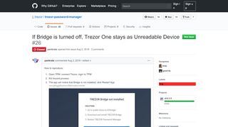 
                            11. If Bridge is turned off, Trezor One stays as Unreadable Device · Issue ...