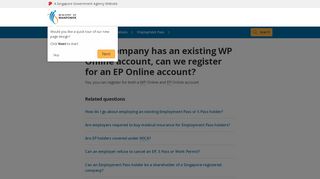 
                            10. If my company has an existing WP Online account, can we register for ...