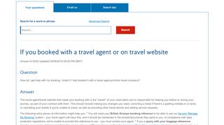 
                            8. If you booked with a travel agent or on travel website - Find Answers