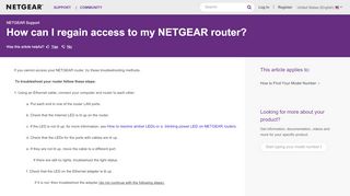 
                            9. If you cannot login to your router | Answer | NETGEAR Support