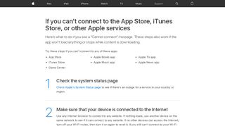 
                            11. If you can't connect to the App Store, iTunes Store, or ... - Apple Support