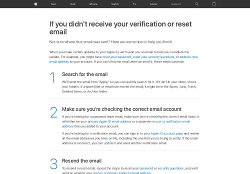 
                            10. If you didn't receive your verification or reset email - Apple Support