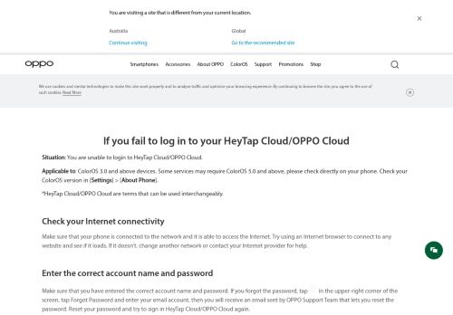 
                            4. If you fail to login to your O-Cloud | OPPO Australia