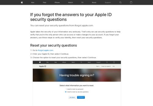 
                            5. If you forgot the answers to your Apple ID security questions - Apple ...