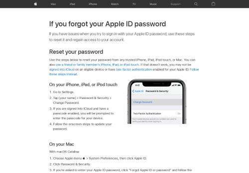 
                            6. If you forgot your Apple ID password - Apple Support