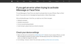 
                            3. If you get an error when trying to activate iMessage or FaceTime ...