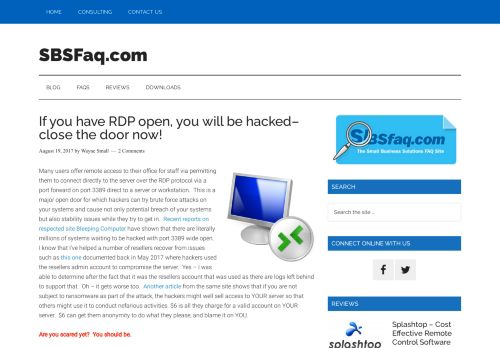 
                            7. If you have RDP open, you will be hacked–close the door now!