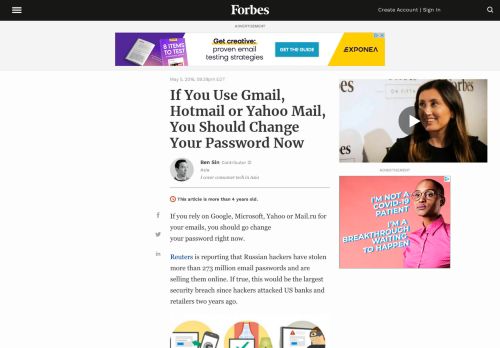 
                            13. If You Use Gmail, Hotmail or Yahoo Mail, You Should Change Your ...