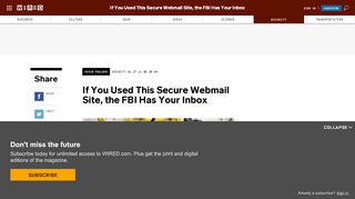 
                            9. If You Used This Secure Webmail Site, the FBI Has Your Inbox - Wired