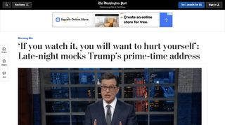 
                            4. 'If you watch it, you will want to hurt yourself': Late-night mocks Trump's ...