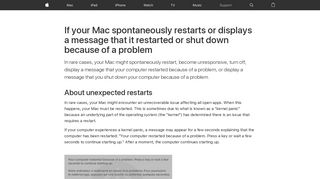 
                            4. If your Mac spontaneously restarts or displays a ... - Apple Support