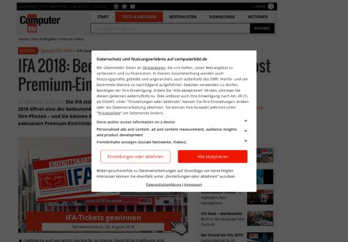 
                            13. IFA 2018: Tickets zu gewinnen - COMPUTER BILD