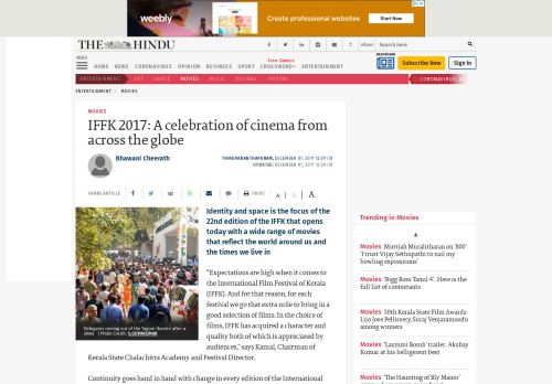 
                            10. IFFK 2017: A celebration of cinema from across the globe - The Hindu