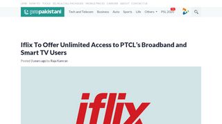 
                            8. Iflix To Offer Unlimited Access to PTCL's Broadband and ...