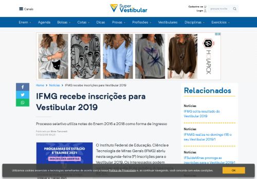 
                            3. IFMG recebe inscrições para Vestibular 2019 - Super Vestibular