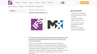 
                            5. IFS adquire a Mxi Technologies Ltd | IFS Brasil