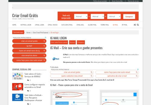 
                            13. IG mail login - Criar Email Grátis