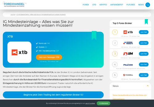 
                            4. IG ohne Mindeseinlage & Mindesteinzahlung » Der Test - Forex Handel