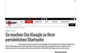 
                            10. iGoogle: Persönliche Startseite einrichten - COMPUTER BILD