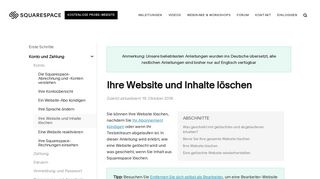 
                            11. Ihre Website und Inhalte löschen – Squarespace