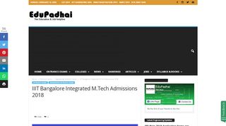 
                            10. IIIT Bangalore B Tech Admissions 2018: Application Form, Dates ...