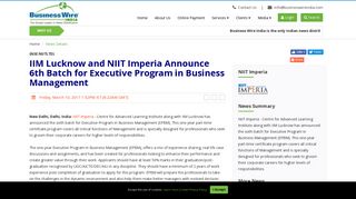 
                            9. IIM Lucknow and NIIT Imperia Announce 6th Batch for Executive ...