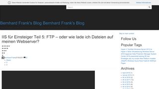 
                            6. IIS für Einsteiger Teil 5: FTP – oder wie lade ich Dateien auf meinen ...