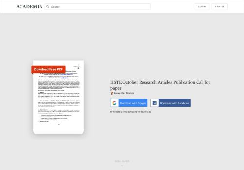 
                            10. IISTE October Research Articles Publication Call for paper | ...