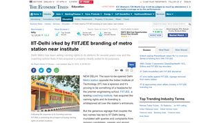 
                            11. IIT-Delhi irked by FIITJEE branding of metro station near institute