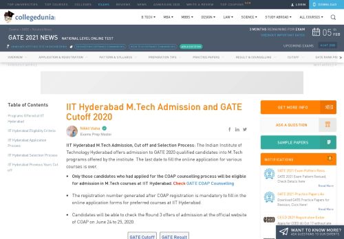
                            13. IIT Hyderabad M.Tech Admission and GATE Cutoff - Collegedunia
