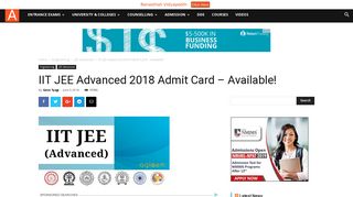 
                            9. IIT JEE Advanced 2018 Admit Card – Available! | AglaSem Admission