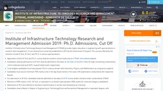 
                            12. IITRAM, Ahmedabad B.Tech, M.Tech, PhD. Admission 2019