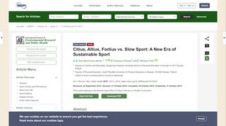 
                            12. IJERPH | Free Full-Text | Citius, Altius, Fortius vs. Slow Sport: A New ...