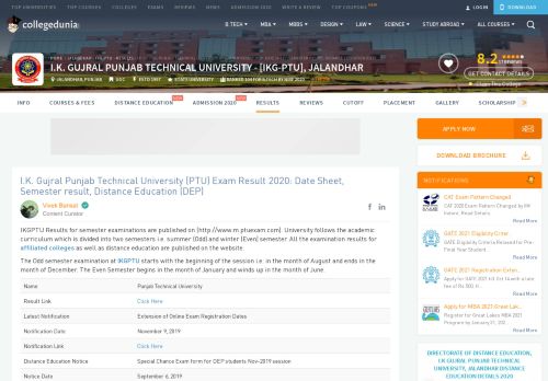 
                            10. I.K. Gujral Punjab Technical University (PTU) Exam Result 2019 ...
