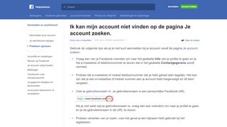 
                            6. Ik kan mijn account niet vinden op de pagina Je account ... - Facebook