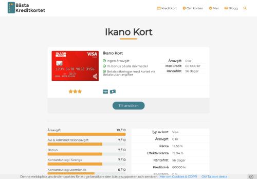 
                            7. Ikano Kort - Bästa Kreditkortet