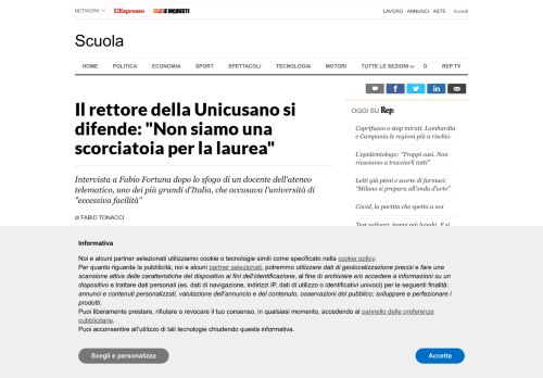 
                            2. Il rettore della Unicusano si difende: 