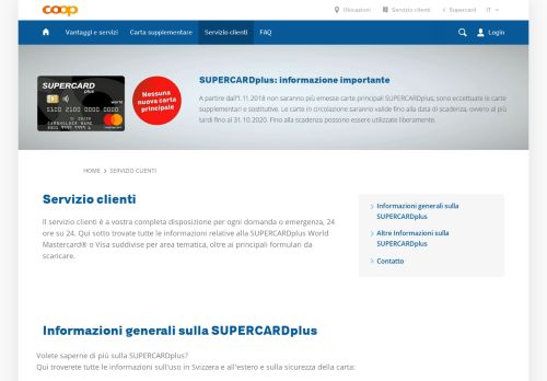 
                            9. Il Servizio clienti SUPERCARDplus