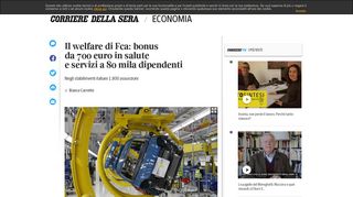 
                            7. Il welfare di Fca: bonus da 700 euro in salute e servizi a 80 mila ...