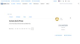 
                            12. ILCoin (ILC) Price, Chart, Value & Market Cap | CoinCodex