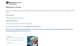 
                            10. iLearn: Login - Queensland Health