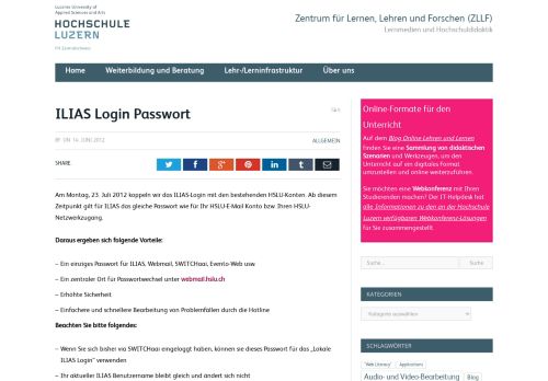 
                            12. ILIAS Login Passwort - HSLU-Blogs - Hochschule Luzern