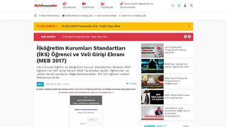 
                            11. İlköğretim Kurumları Standartları (İKS) Öğrenci ve Veli Girişi Ekranı ...