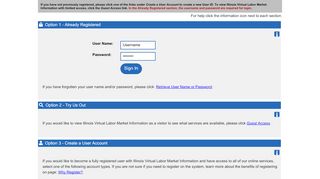 
                            5. Illinois Virtual Labor Market Information - Login and Registration Options