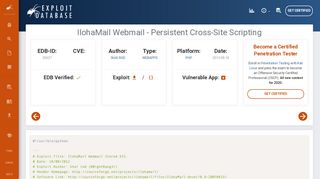 
                            10. IlohaMail Webmail - Persistent Cross-Site Scripting - Exploit Database